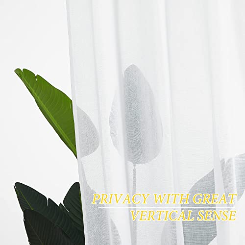 Nicetown Semi Sheer Linen Curtains For Patio Waterproof, Flax Textured Tab Top Privacy Indoor Outdoor Linen Blend Drapes For Living Room/Classroom, White, W52 X L108, 2 Panels #TOP3
