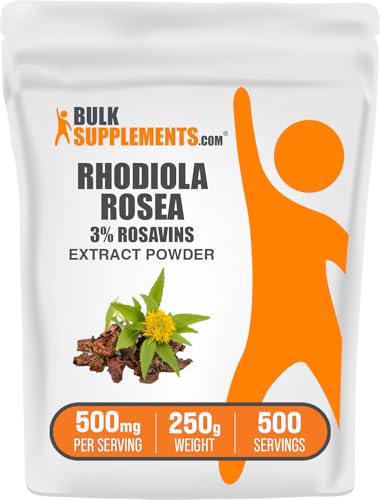 BulkSupplements.com Rhodiola Rosea Extract - 3% Rosavin, Rhodiola Extract - Rhodiola Root Extract, Rhodiola Supplement - Vegan & Gluten Free, 500mg per Serving, 250g (8.8 oz) (Pack of 1)