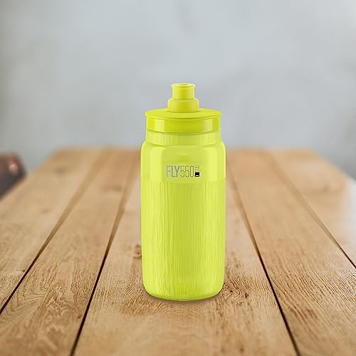 ELITE Fly Tex Cycling Water Bottle 550ml – Yellow Fluo – Ultra-Lightweight, BPA-Free, Easy-Squeeze Sports Bottle for Road, MTB & Gravel by ELITE - Image 2