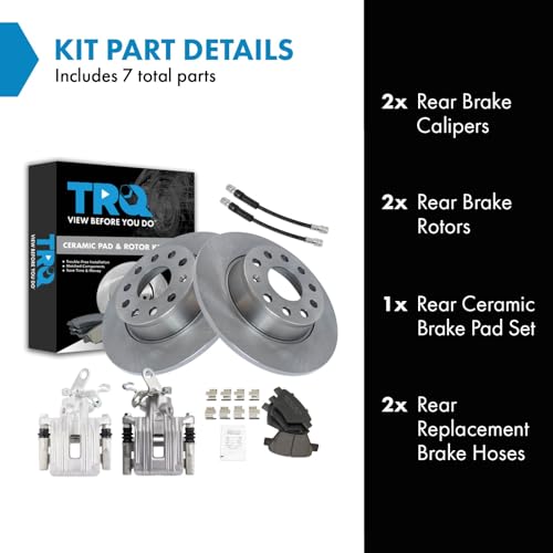 Image of TRQ Rear Brake Pad and Rotor Set Ceramic 272mm Rotors Calipers Compatible with 2010 Audi A3 2010-2014 Volkswagen Jetta