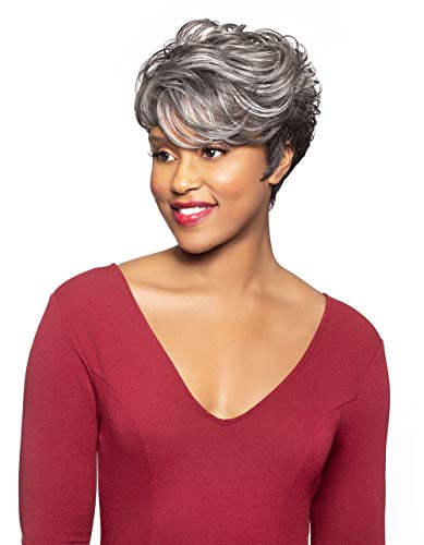 Alicia Beauty Foxy Silver Collections Layered Blonde Pixie Short Wig, Premium Advanced Fusion High Heat Synthetic Fibers, Lightweight Secure Natural Look and Feel - GWENDOLYN (SILVER)