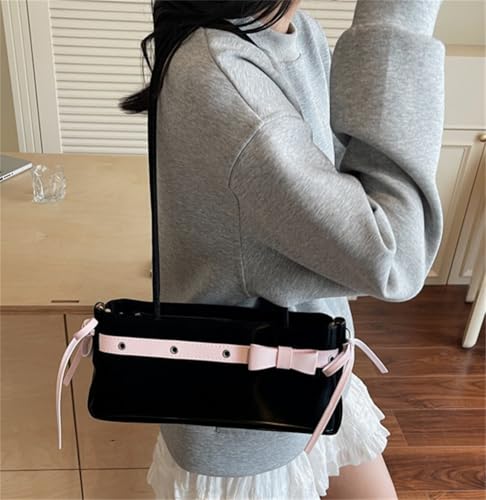 Y2k Hobo Bags for Women Ballet Style Shoulder Bag Underarm Purse Bow Purse Tote Handbag with Zipper Top Handle Clutch Purses2