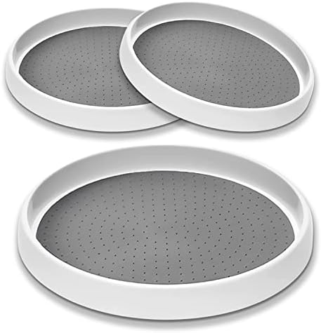 EVERQUEIN Lazy Susan Organizer, Lazy Susan Turntable for Cabinet Kitchen Pantry Refrigerator Bathroom Makeup Vanity Countertop, Non-Skid Spice Rack, Plastic (3 Pack, 10 Inch)