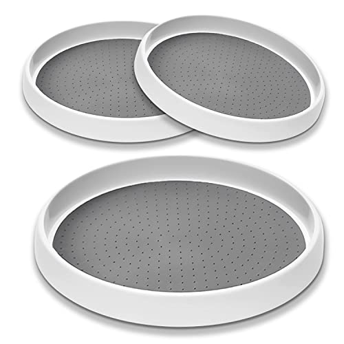 Everquein Lazy Susan Organizer, Lazy Susan Turntable For Cabinet Kitchen Pantry Refrigerator Bathroom Makeup Vanity Countertop, Non-Skid Spice Rack, Plastic (3 Pack, 10 Inch) #TOP1