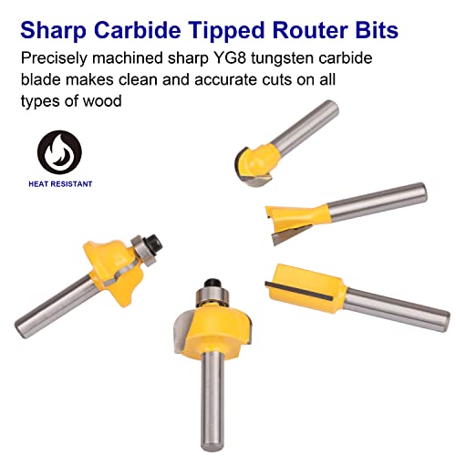 Platinumedge Router Bits Set, Tungsten Carbide Router Bits Set 1/4 Shank, Router Bit Kit For Diy, Woodworking Project, 15 Piece Set #TOP2