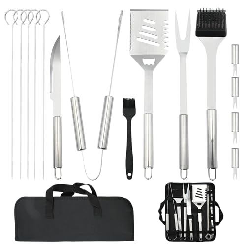 Tking 15-Teiliges Grillbesteck-Set aus Edelstahl Grillzubehör für Männer Geschenk Geburtstag Hochwertiges Grillbesteck-Set Koffer Perfekt für Gasgrill, Holzkohlegrill und Camping Tking 15-Teiliges Grillbesteck-Set aus Edelstahl Grillzubehör für Männer Geschenk Geburtstag Hochwertiges Grillbesteck-Set Koffer Perfekt für Gasgrill, Holzkohlegrill und Camping