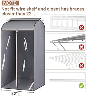 MISSLO Clothes Hanging Bags Well Sealed with Large Clear Window and 3 Zippers for Suit Clothes and Closet 43" Grey