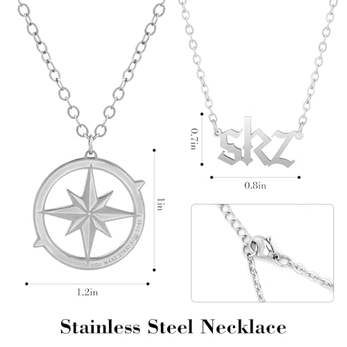 Skz's Necklace Set Stray Inspired Merch Compass Necklace Pendant Jewelry for Stay Fans Gifts2