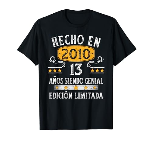 13 Años Cumpleaños Regalo Niño Hecho En 2010 Hecho En 2010 Camiseta