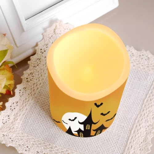 Image of Halloween Flameless Candles with Remote Set of 4 | Halloween Flameless Candle Set with Timer, Battery Operated Fake Candles for Kitchen Room Home Decor