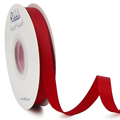 Ribbli Red Grosgrain Ribbon 1/2 inches x Continuous 25 Yards Use for Bows DIY Hair Accessories Gift Wrapping Craft and Sewing