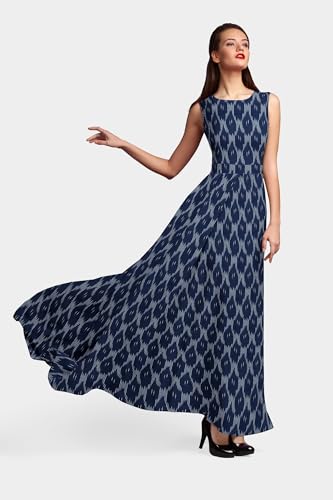 Image of Cotton Pochampally ikat unstitched blouse, Kurthi, long frock fabric material for women (1 meter, 2 meters & 3 meters)