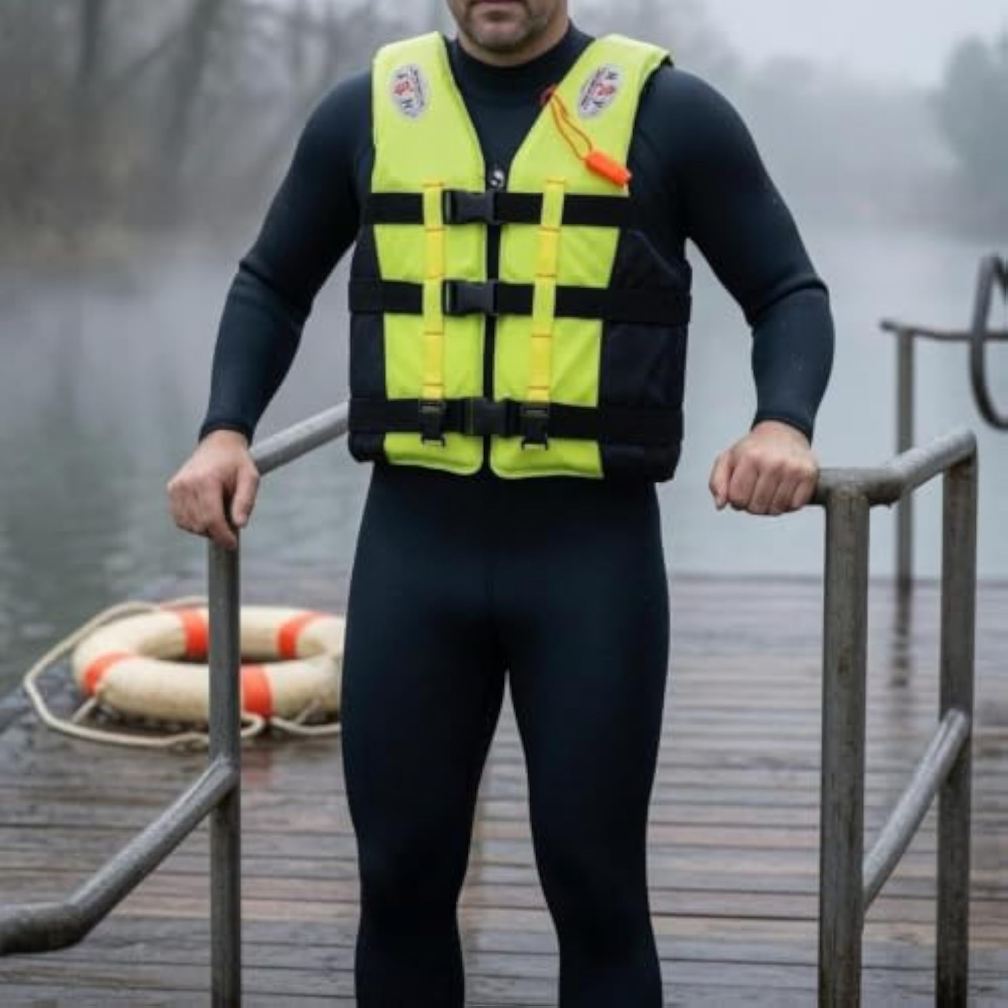 High-Visibility Adult Life Jacket Vest, Sleeveless Padded