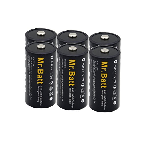 Mr.Batt C Size Rechargeable Batteries NiMh C Cell 1.2V 5000mAh High Capacity (6 Pack)