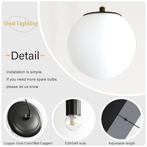 Shial Lighting H118 Large Chandeliers for High Ceilings,12-Lights Mid Century Globe Chandelier Black Modern Globe Pendant Light for Entryway Villas and Stairs by Shial Lighting - Used condition - US$227.43