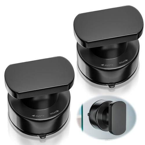 2 Piezas Manijas de Puerta con Ventosa, Fuerte Tirador Ventosa Puerta Cristal, Portátiles Tirador Adhesivo Mangos de Ventosa Asa del Cajón, Sin Taladrar para Puerta de Vidrio Baño Cajonera