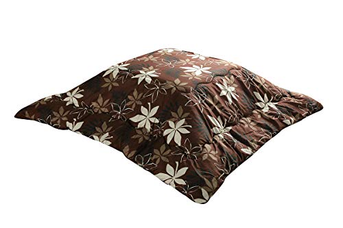 こたつ布団 正方形 和洋 カジュアル リーフ ブラウン 約185×185cm こたつ掛け布団 厚掛け #9845797