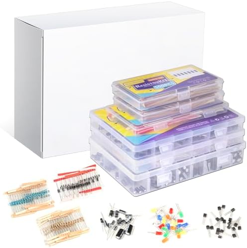 ALLECIN 1910Pcs Electronic Component Kit Resistor Electrolytic Capacitor Schottky Diodes LED Diode Transistor Electronics Components Assortment for DIY Project