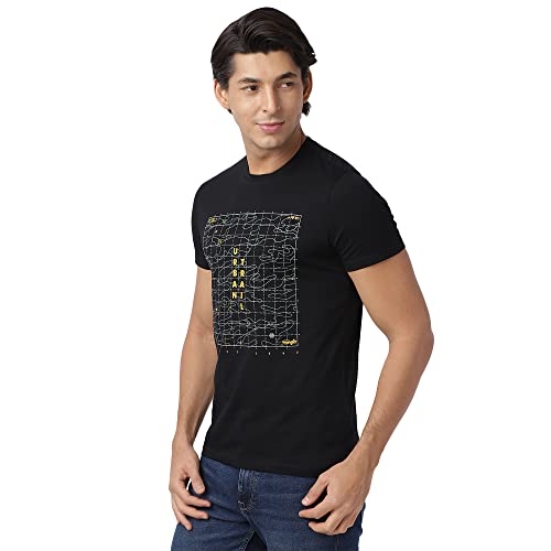 Image of Wrangler Men Black Graphic Regular Fit T Shirt