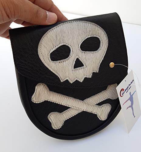 Scottish Kilt Semi Dress Sporran Genuine 100% Real Leather White SKULL Sporran.114