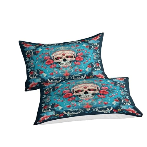 Funda nórdica de calavera rosa premium de microfibra suave King 220x240cm 6