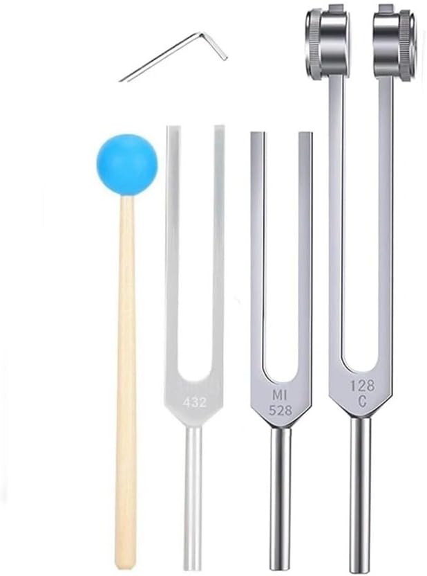 Healing Tuning Fork with Mallet - 128Hz, 432Hz, or 528Hz - Meditation, Stress Relief, Chakra & Energy Healing (3Pcs (528Hz, 128Hz, 432Hz))