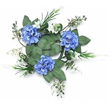 2 Pcs Small Candle Rings Wreaths Artificial Hydrangea Flowers Fake Hydrangea Wreath Candle Holder for Wedding Centerpieces Pillars Banquet Reception Table Home Decor