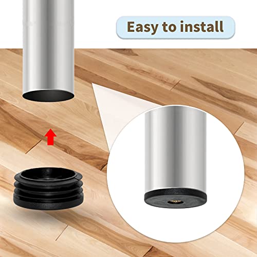 Image of Flyshop Black M8 Threaded Plastic Plugs Round Tube End Caps Tubing Plugs Inserts Furniture Glider 50 mm Diameter 4 Pcs