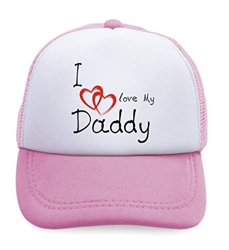 Summer Kids Trucker Hat I Love My Daddy Dad Father's Day Style A Polyester Boys Girls Sun Toddler Caps Soft Pink Design Only Adjustable