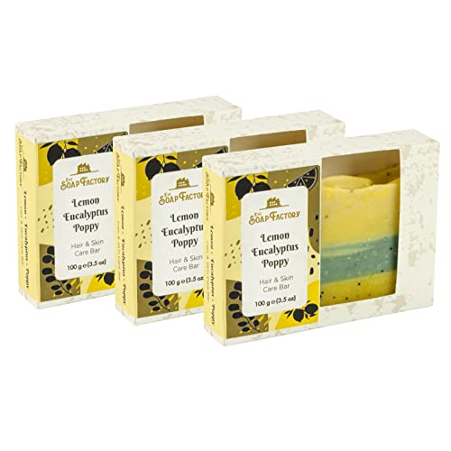 The Soap Factory Artisan Kollektion ZITRONE & EUKALYPTUS & MOHNBLUME Seife 100 g - 3er Packung - Für strahlende Haut - Entfernt abgestorbene Hautzellen - Erfrischt die Haut - Für reine & klare Haut Cover