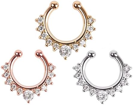 2023 New Septum Nose Rings Hoop Stainless Steel Faux Lip Ear Nose Septum Ring Non Piercing Clip On Nose Hoop Rings Body Piercing Jewelry False Belly Button Piercing (Multicolor, One Size)