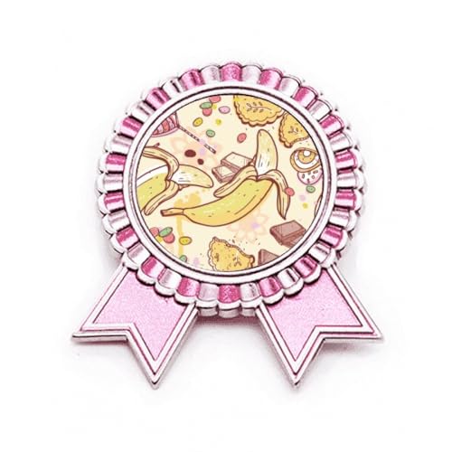Broche rose motif banane illustration fruits métal taille M bijou fantaisie veste