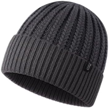 Merino Protect Merino Wool Beanie Men Women Thermal Hats Warm Winter Soft Watch Cap Charcoal
