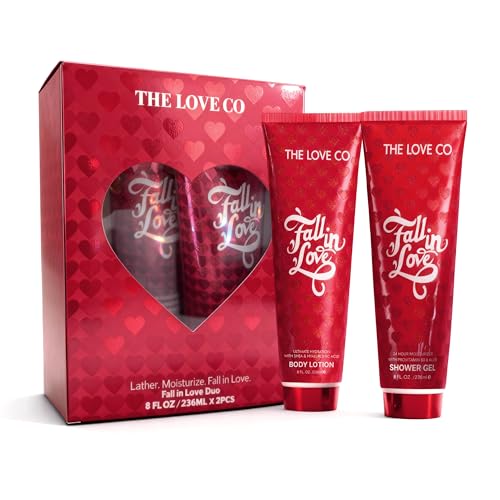 Image of THE LOVE CO. Fall in Love Gift Set for Women | Body Wash and Body Lotion | Luxury Bath & Body Pampering Kit | Birthday, Anniversary & Special Occasion Gift | Premium Vegan Packaging Pack of 2