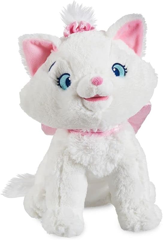 Disney Store Peluche oficial Marie mediano para niños, personaje de peluche con textura peluda y detalles bordados, lazo rosa, peluche Disney apto para todas las edades