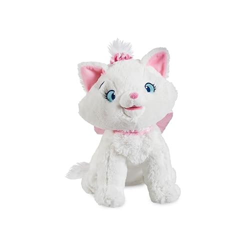 Disney Store Official Marie Medium Soft Toy for Kids, Cuddly Character with Fuzzy Texture and Embroidered Details, Pink Bow, Disney Plushy Suitable for All Ages.