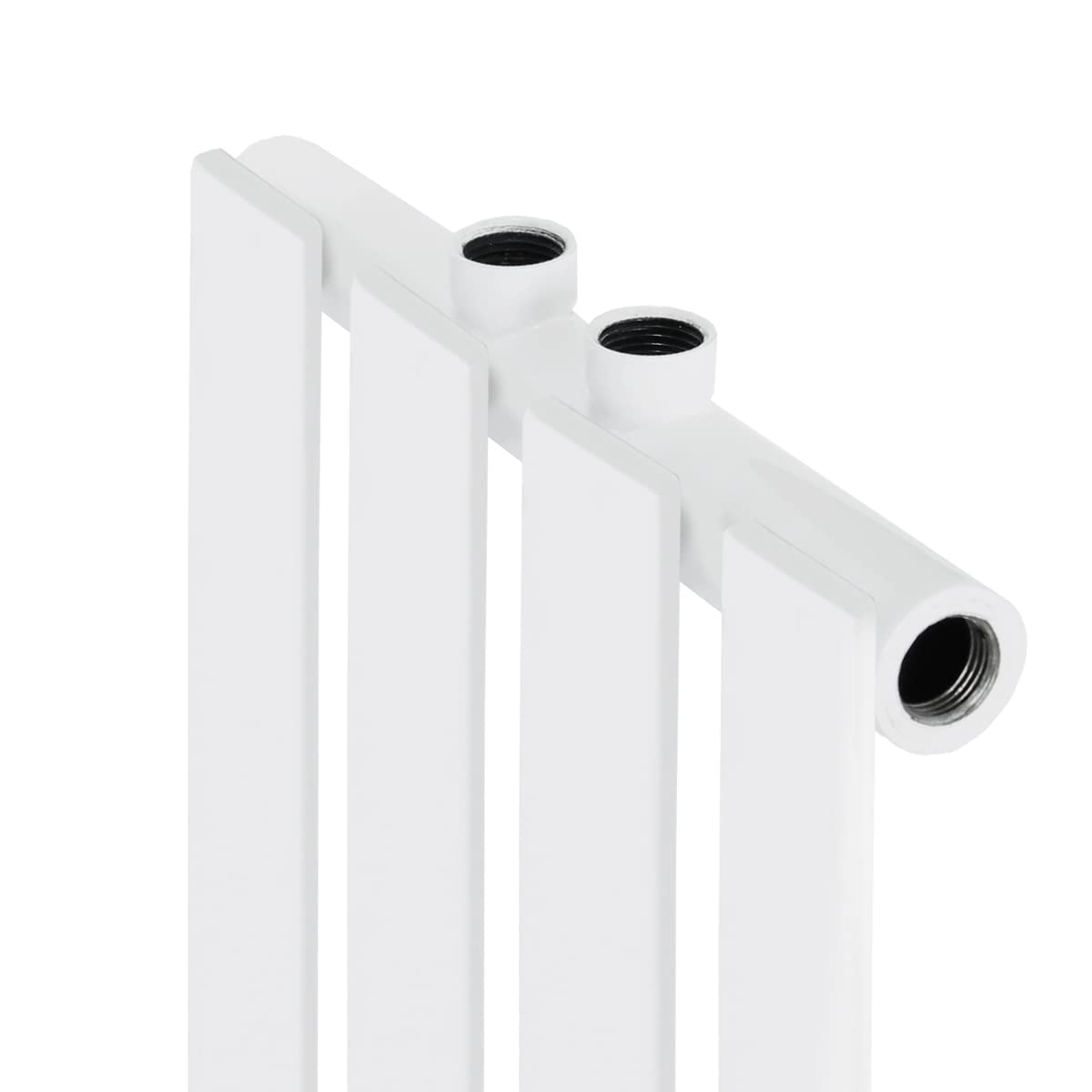 LuxeBath Radiador de Panel Stella Conexión Central Vertical 480 x 1800 mm Blanco con Juego de Conexión con Termostato en Forma Recta Acoplamiento al Suelo, Estufa Plana Monocapa para Baño