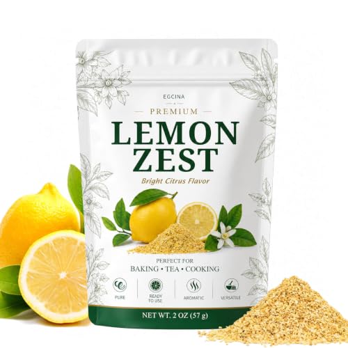 2oz Dried Lemon Zest, Granulated Peel, Bright Citrus Flavor Pantry Pack