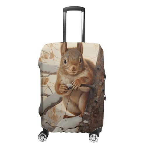 Squirrel on Tree Luggage Cover, Washable Elastic Suitcase Cover Protector Fit 18-32 Inch Luggage