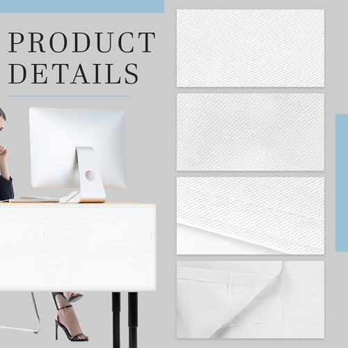 HolyMaji 60" Under Desk Privacy Panel White Self-Adhesive Modesty Panel with Wire Pocket for Cable Management Organizer Heavy Duty Desk Skirt - Office Home or Standing Workstation Concealer Shield by HolyMaji - Image 3