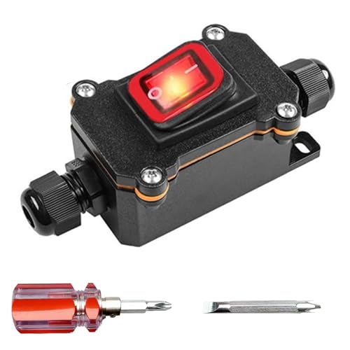 Wasserdichter Inline Schalter 12V 20A, Schalter, Schalter 12V Wasserdicht, 12V Lichtschalter, Inline Schalter Wasserdicht, Maschinenschalter Switch Mit Schraubendreher (Rot)