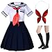 Japanese School Girls Short Sleeve Uniform Sailor Navy Blue Pleated Skirt Anime Cosplay Costumes with Socks Set