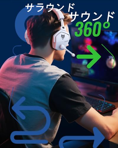NUBWO 無線 ゲーミングヘッドセット ベースステーション付き PS5 ヘッドセット【2.4G USB/Bluetooth 5.3/3.5mm有線】3WAY 接続20ms超低遅延 100 時間長時間使用 ミュート機能PS5/PS4/Switch/PC/スマホ対応 FPS ゲームヘッドセット 専用