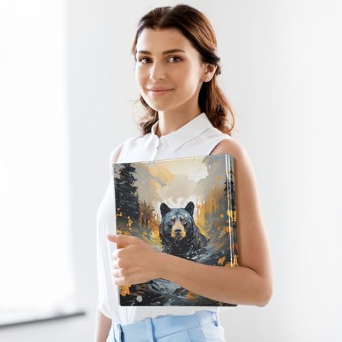 Image of 3 Ring Binder 1.5 Inch D Rings with Clipbaord Binders Black Bear Customizable