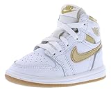 NIKE Jordan 1 Retro High Og Toddlers Shoes Size-7 White/Metallic Gold