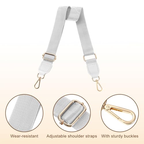 Image of uxcell Wide Shoulder Strap, 3.8cm Adjustable Purse Strap Replacement Crossbody Strap for Shoulder Bag Handbag, Silver, Gold Square Mouth Buckle