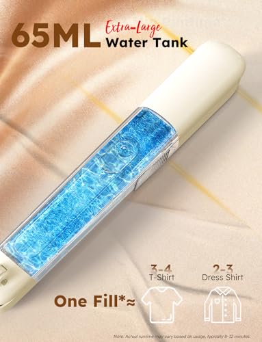 Travel Steamer Iron Portable, 180° Rotatable Press Iron Handheld, No Ironing Board Needed, 2X Larger Leak-Proof Tank, Quick De-Wrinkle, Sharp Creases, Easy to Use w/ 3 Temp Settings, Optional Steam
