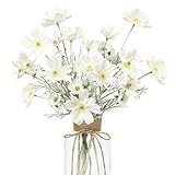 TINA 4 Stück Künstliche Kosmeen Chrysanthemen Deko, Kunstblumen wie echt, Künstliche Blumen Pflanzen Blumenstrauß Frühlingsdeko, Stoffblumen Fake Blumen Kunstpflanze für Zuhause Hochzeit Party