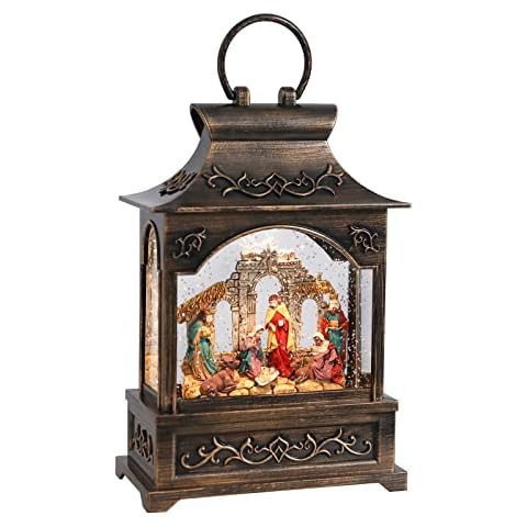 Christmas Musical Snow Globe Lantern with Nativity Scene Cover