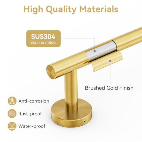 Brushed Gold Towel Bar, 18 Inch Towel Rack for Bathroom Wall-Mounted by IOQ - Used condition - Image 4
